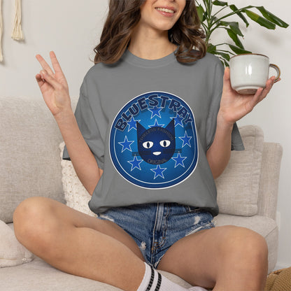 Bluestray Cat Graphic T-Shirt — Retro Star Emblem Tee