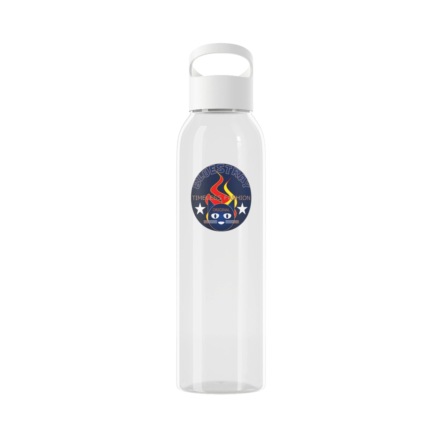 Sky Water Bottle — Clear Reusable Bottle with Nautical Bluestray Logo