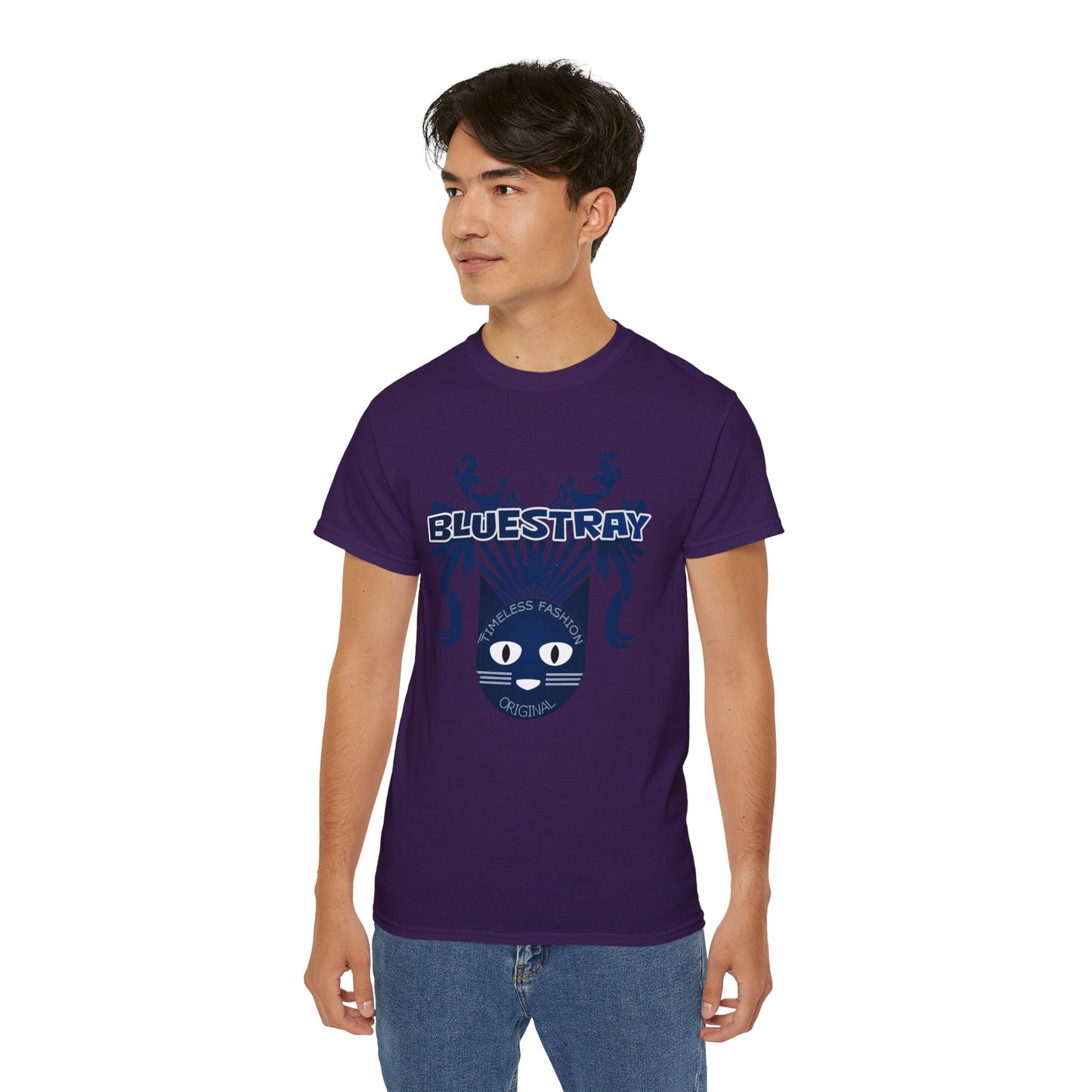 Bluestray Cat Graphic Tee — Retro Nautical Cat Design