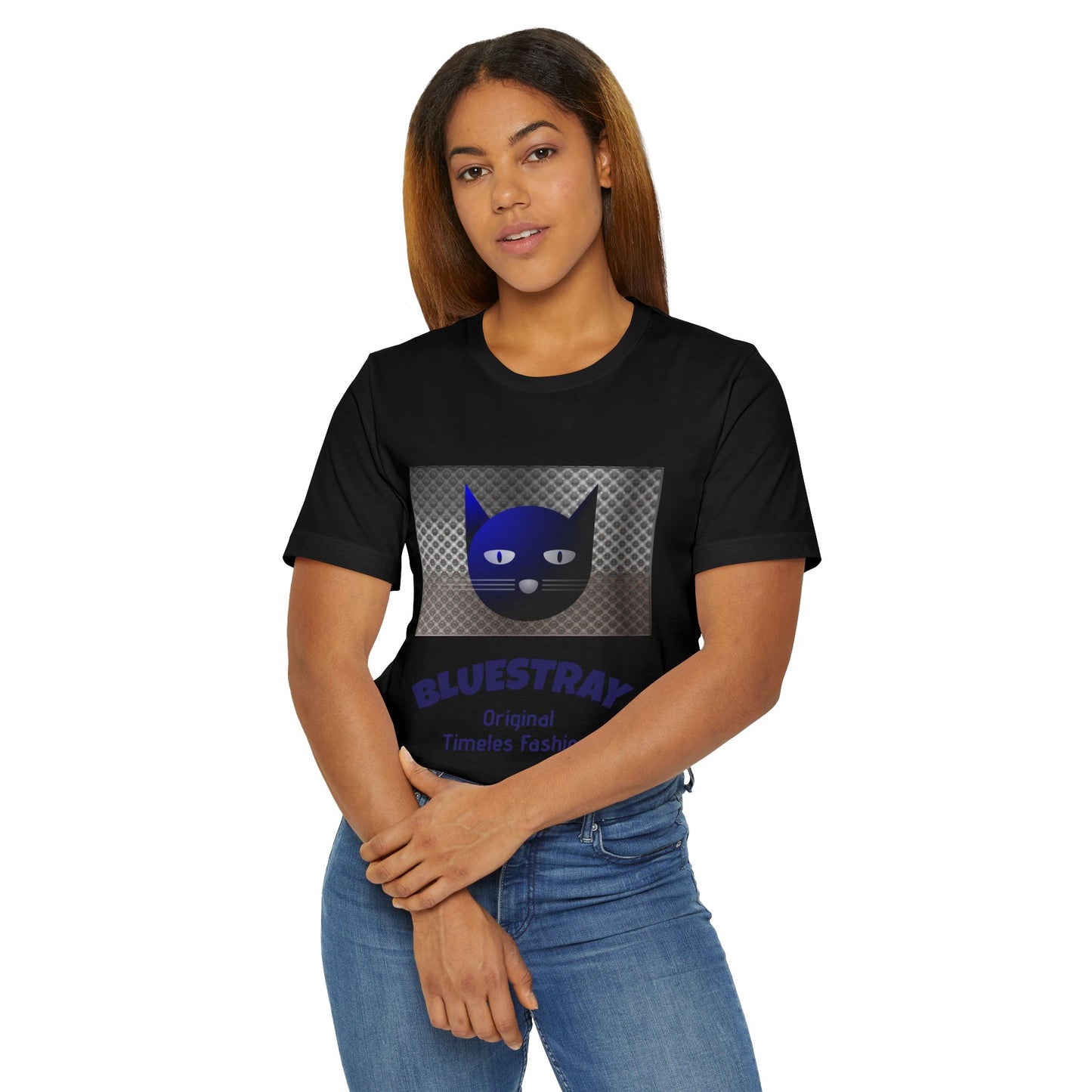 Bluestray Cat Graphic T-Shirt — Retro Blue Cat Logo Tee