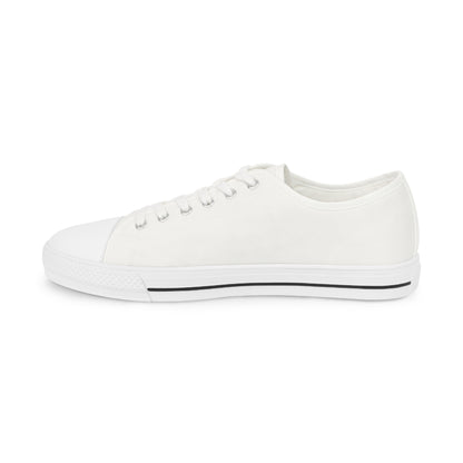 White Low Top Sneakers with Bluestray Patch - Men's Casual Canvas Shoes