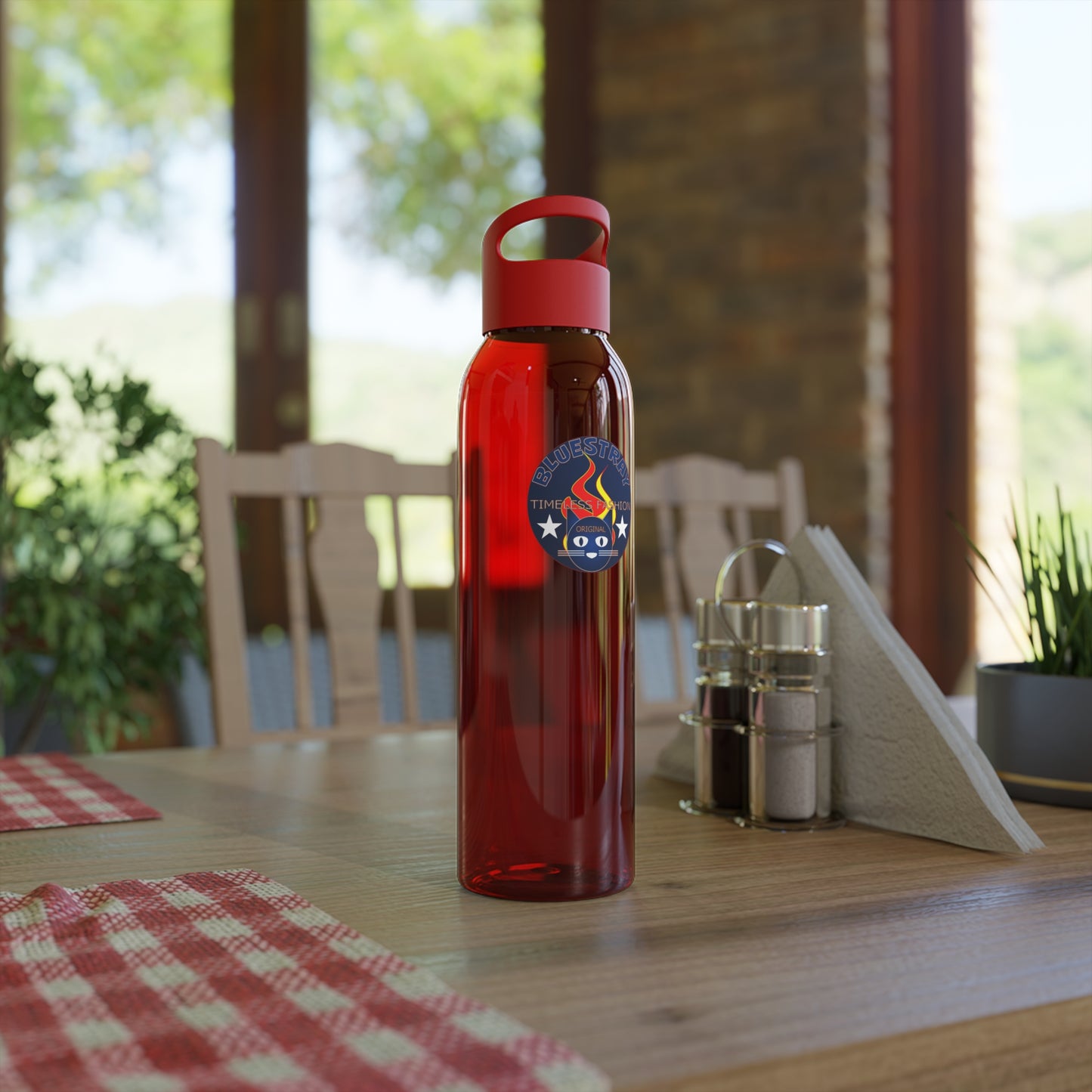 Sky Water Bottle — Clear Reusable Bottle with Nautical Bluestray Logo