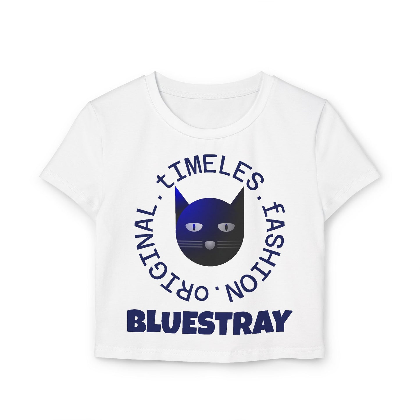 Women's Baby Tee — 'Bluestray' Cat Graphic Crop Top