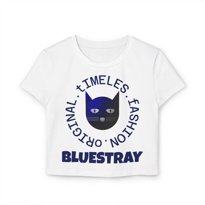 Women's Baby Tee — 'Bluestray' Cat Graphic Crop Top