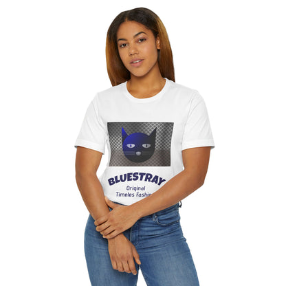 Bluestray Cat Graphic T-Shirt — Retro Blue Cat Logo Tee