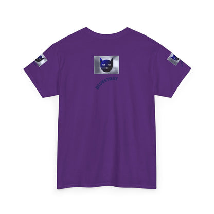 Bluestray Cat Graphic Tee — Retro Blue Cat Design