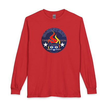 Equestrian Bluestray Time & Fashion Long Sleeve Tee — Flame Horse Logo