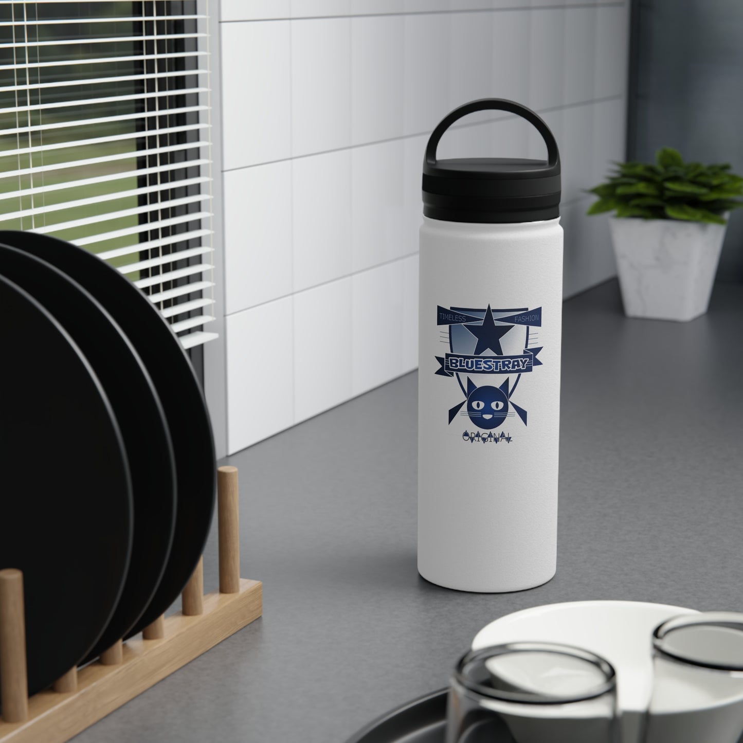 Bluestray Star Cat Stainless Steel Water Bottle — Insulated Travel Bottle with Handle Lid