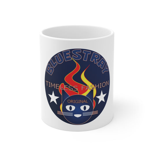 Bluestray Timeless Fashion Cat Mug — 11oz Retro Graphic Coffee Cup