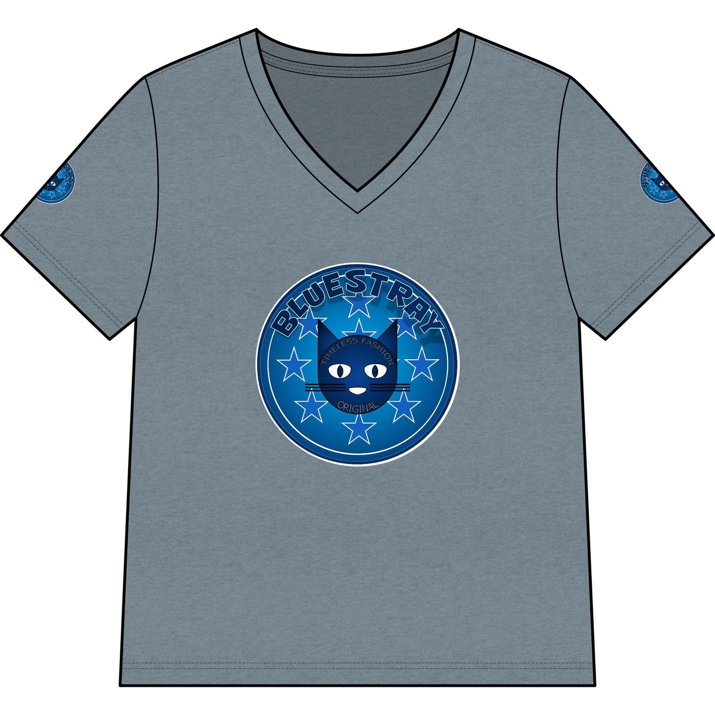 Bluestray Cat V-Neck Tee — Women's Graphic Cat Shirt