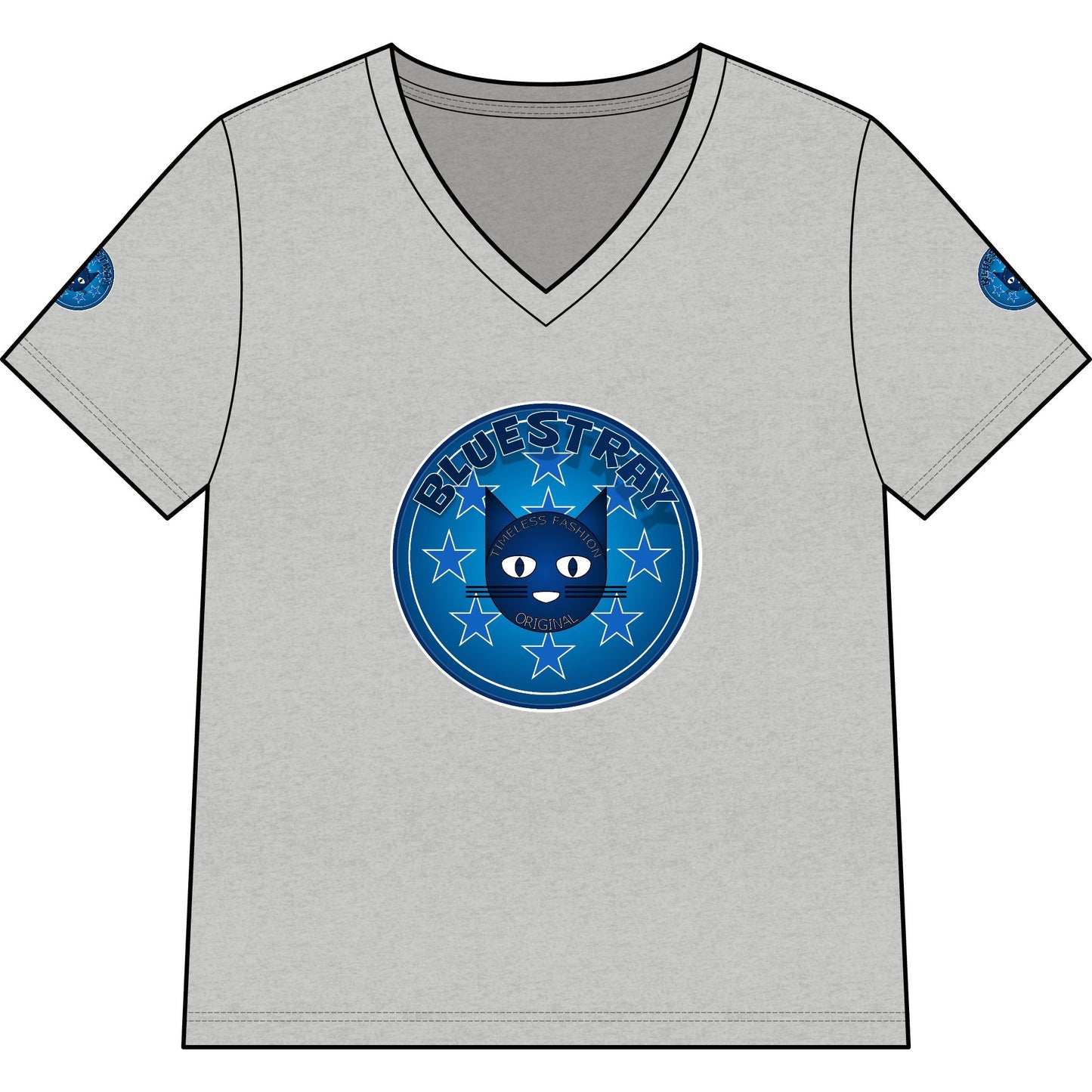 Bluestray Cat V-Neck Tee — Women's Graphic Cat Shirt