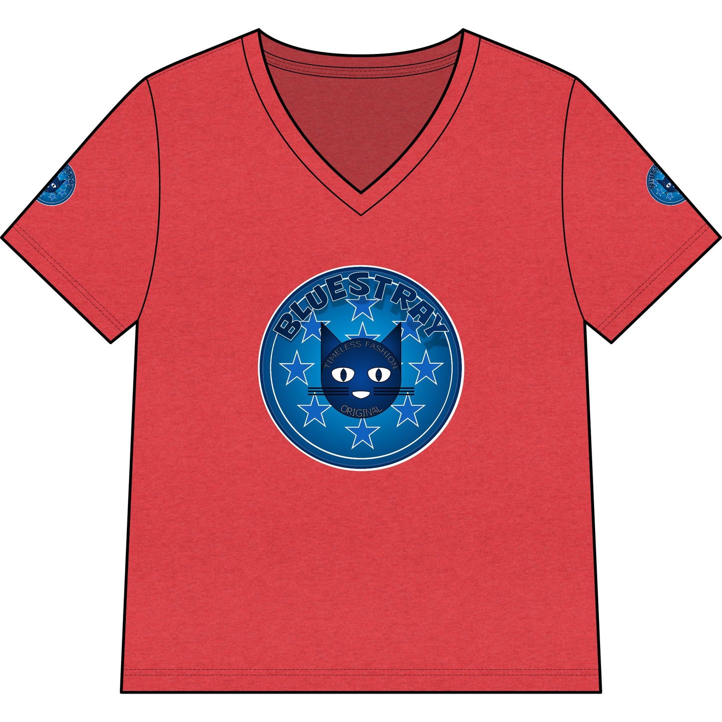 Bluestray Cat V-Neck Tee — Women's Graphic Cat Shirt