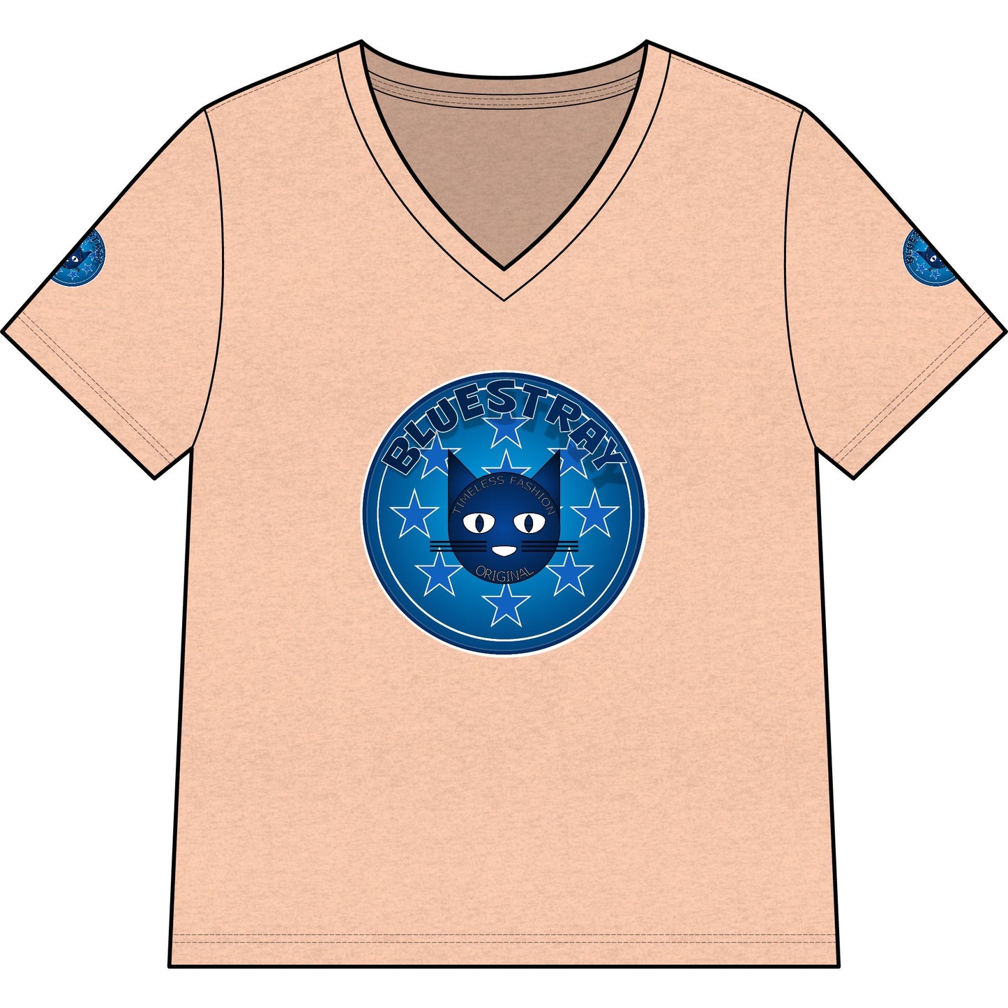 Bluestray Cat V-Neck Tee — Women's Graphic Cat Shirt