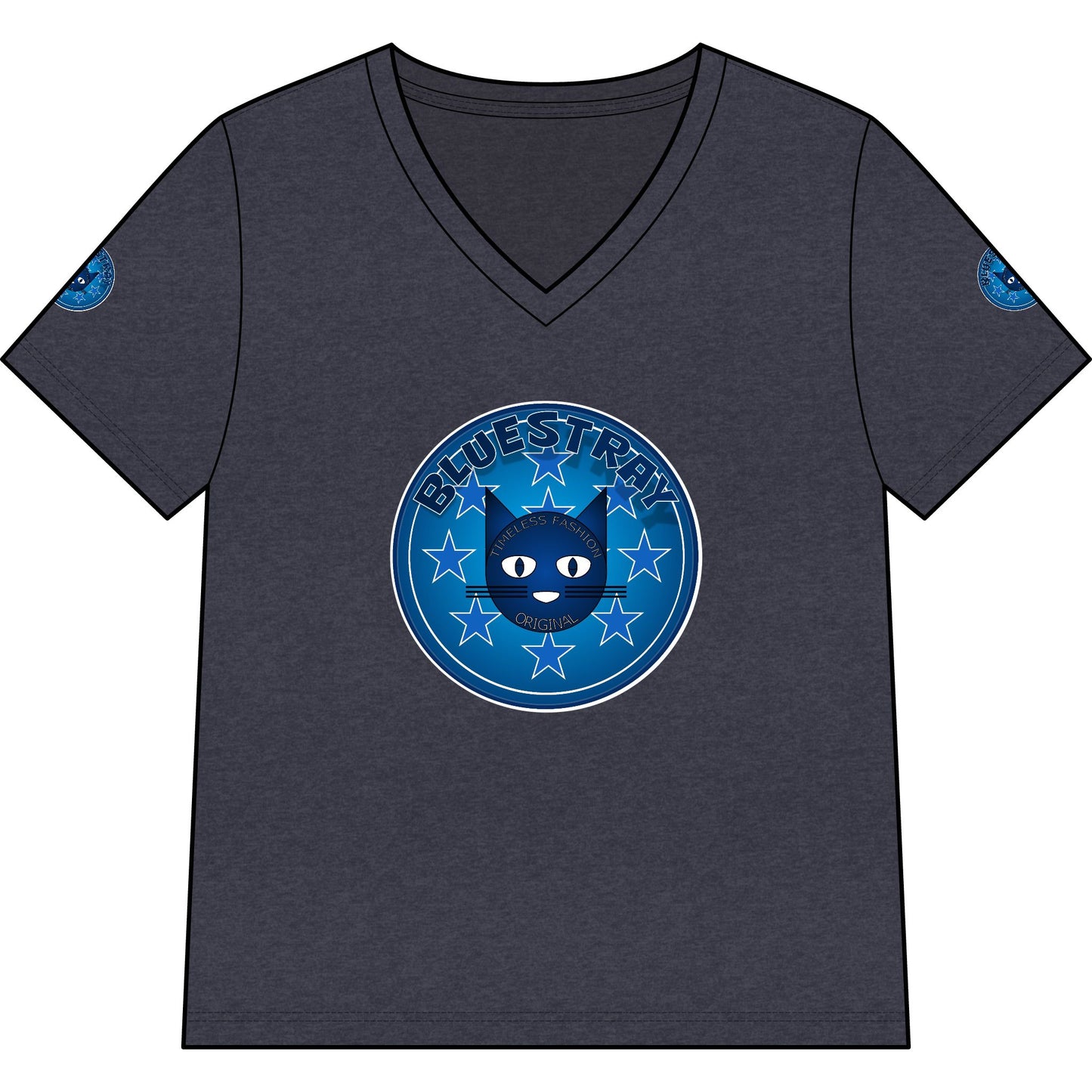 Bluestray Cat V-Neck Tee — Women's Graphic Cat Shirt