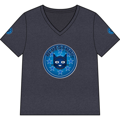 Bluestray Cat V-Neck Tee — Women's Graphic Cat Shirt