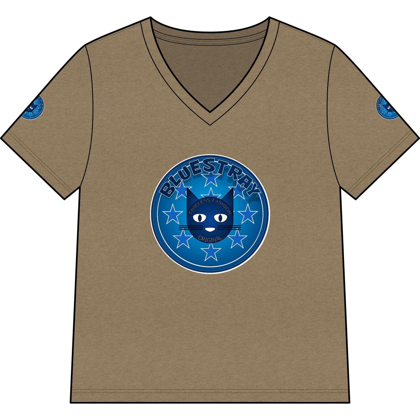 Bluestray Cat V-Neck Tee — Women's Graphic Cat Shirt