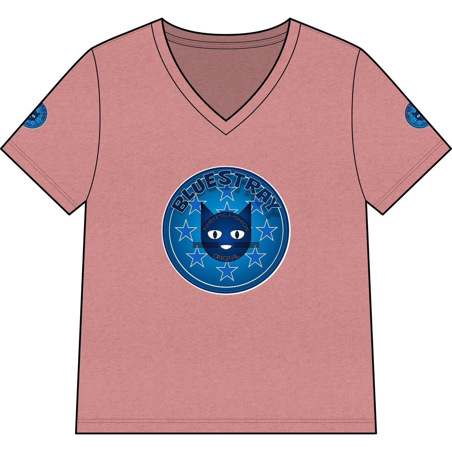 Bluestray Cat V-Neck Tee — Women's Graphic Cat Shirt