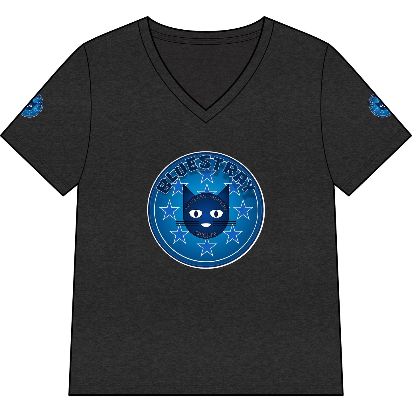 Bluestray Cat V-Neck Tee — Women's Graphic Cat Shirt