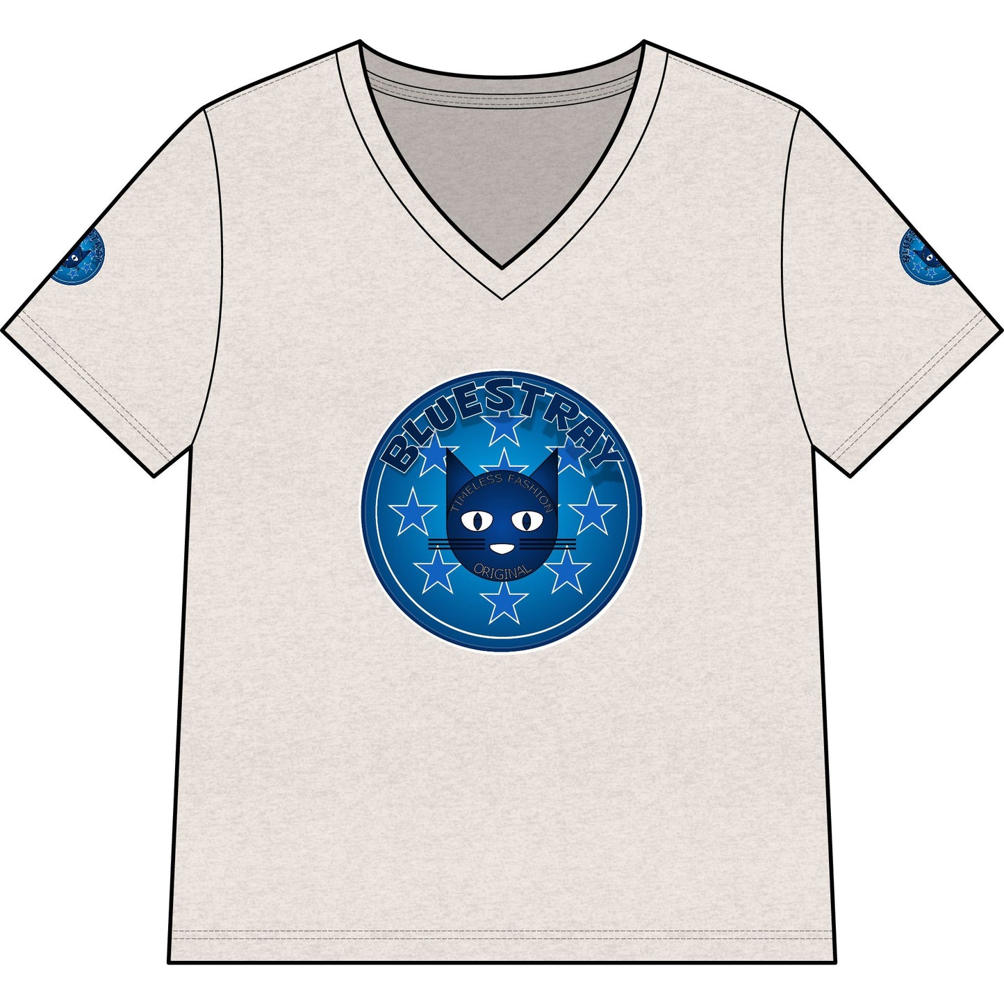 Bluestray Cat V-Neck Tee — Women's Graphic Cat Shirt