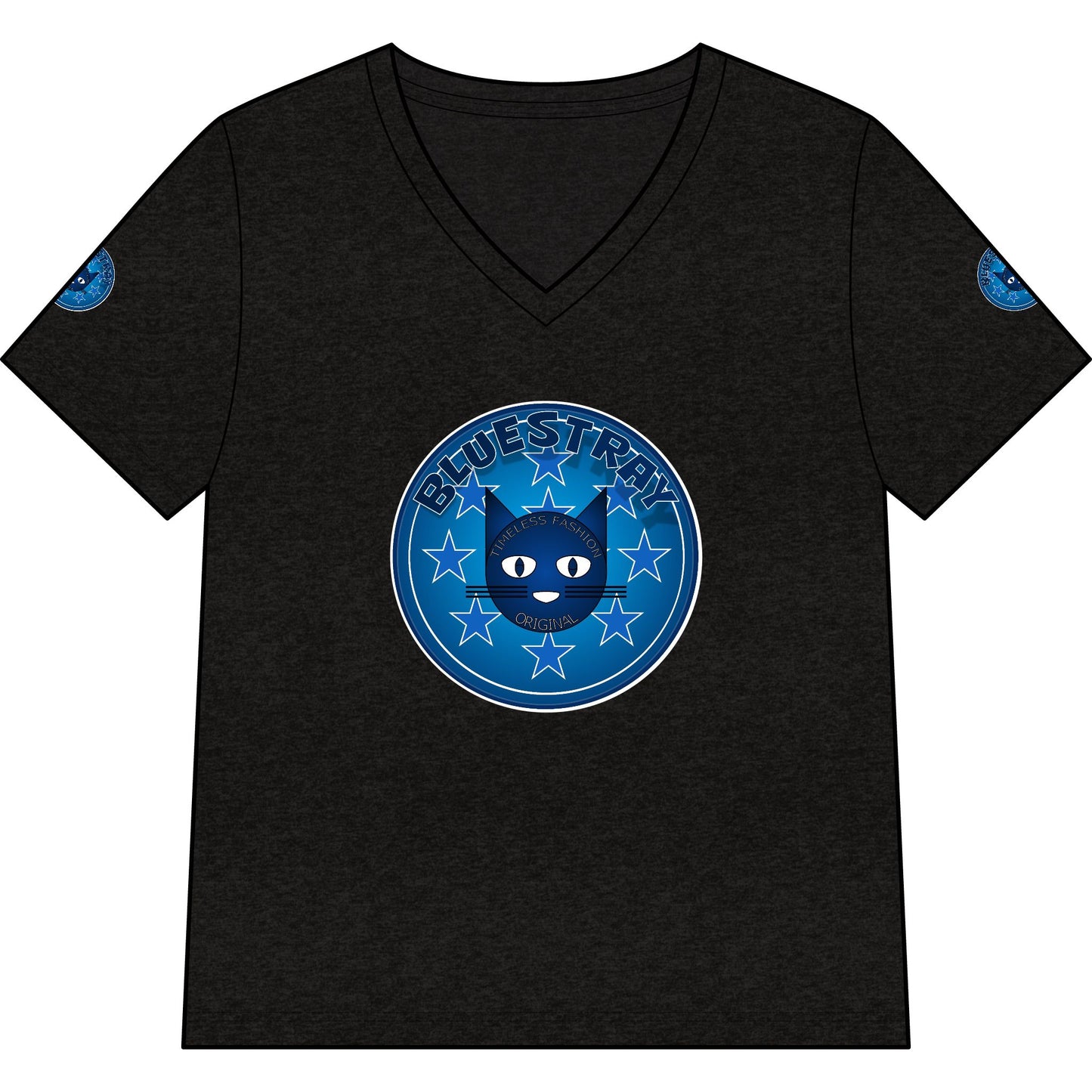 Bluestray Cat V-Neck Tee — Women's Graphic Cat Shirt