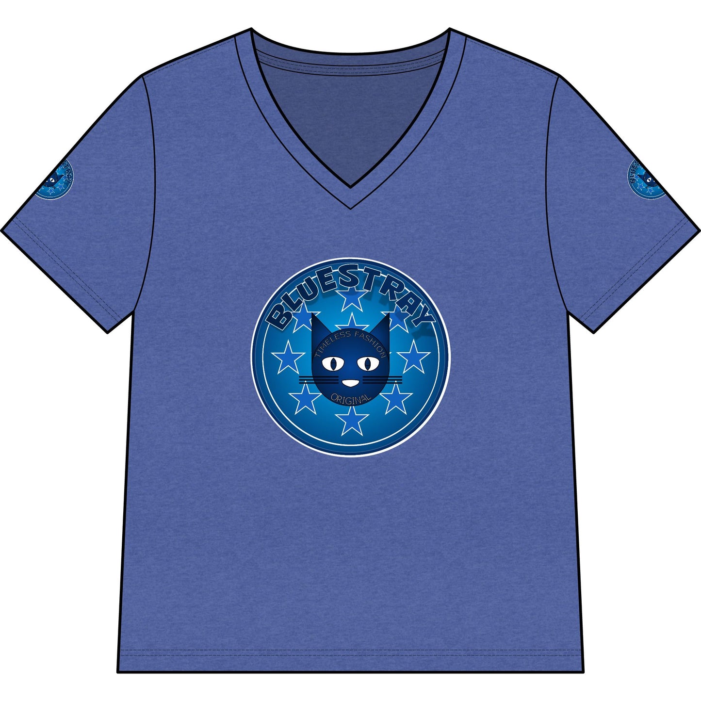 Bluestray Cat V-Neck Tee — Women's Graphic Cat Shirt