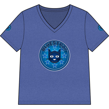 Bluestray Cat V-Neck Tee — Women's Graphic Cat Shirt