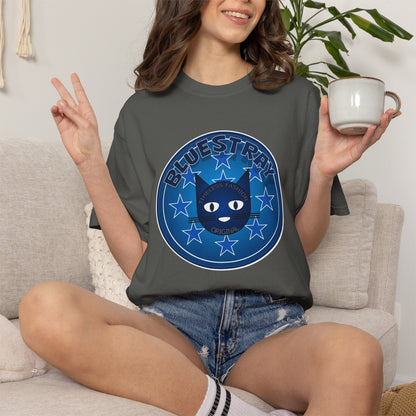 Bluestray Cat Graphic T-Shirt — Retro Star Emblem Tee