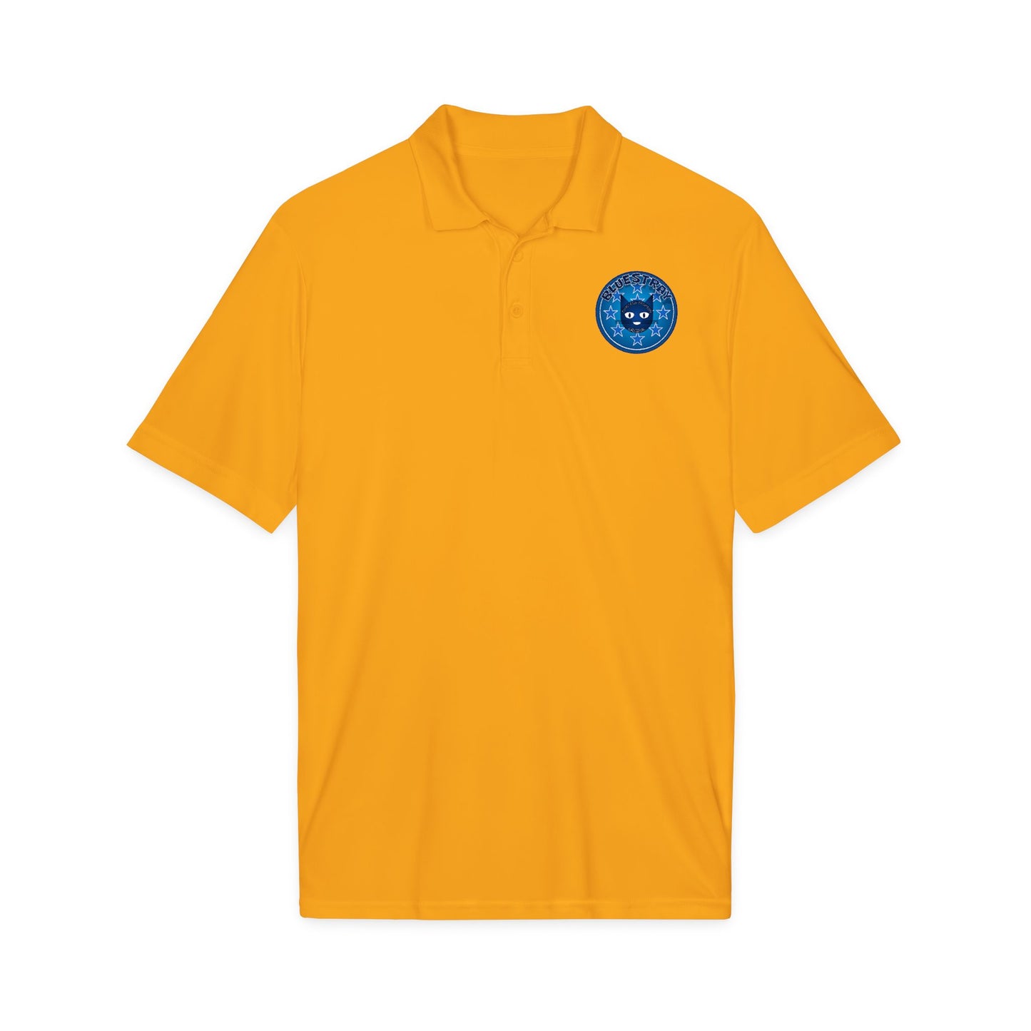 Embroidered Bluestray Cat Patch Polo Shirt — Cute Cat Logo Performance Golf Polo