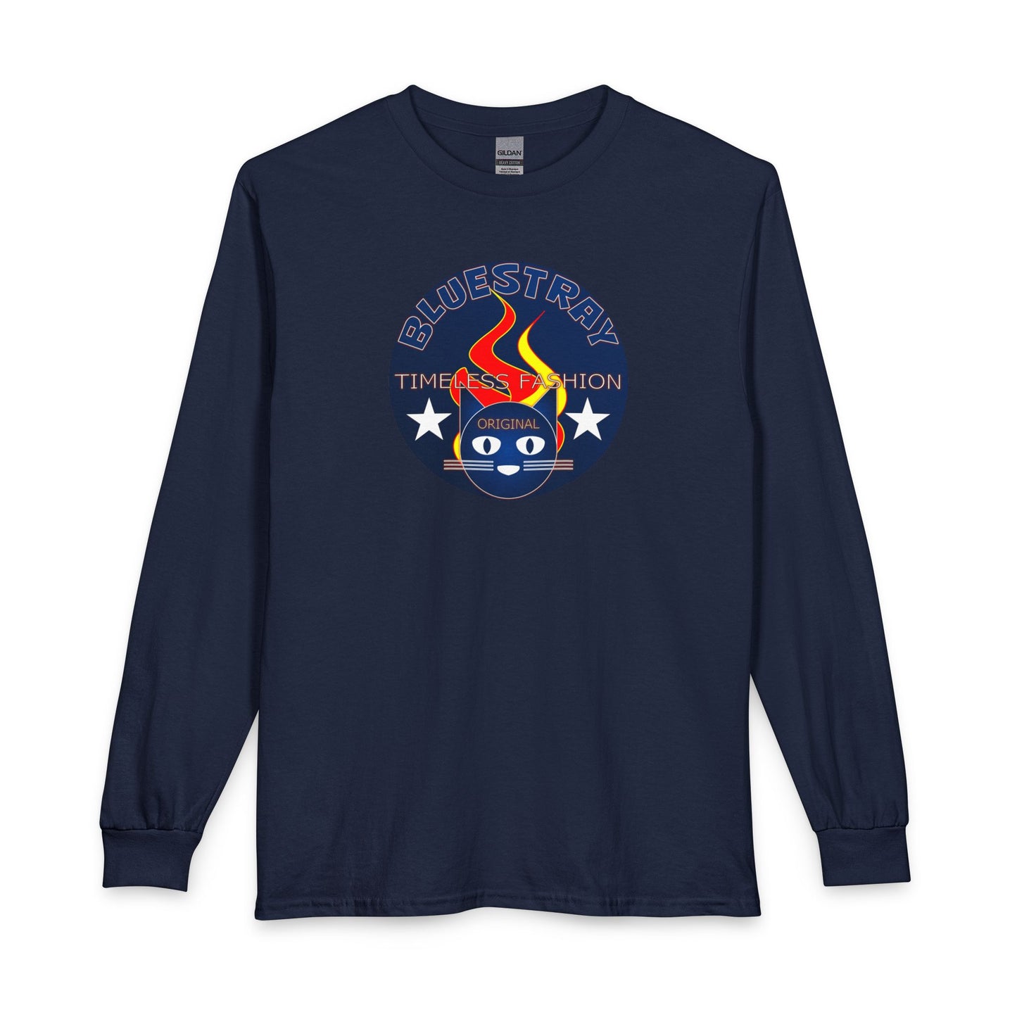 Equestrian Bluestray Time & Fashion Long Sleeve Tee — Flame Horse Logo