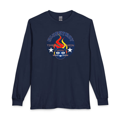 Equestrian Bluestray Time & Fashion Long Sleeve Tee — Flame Horse Logo
