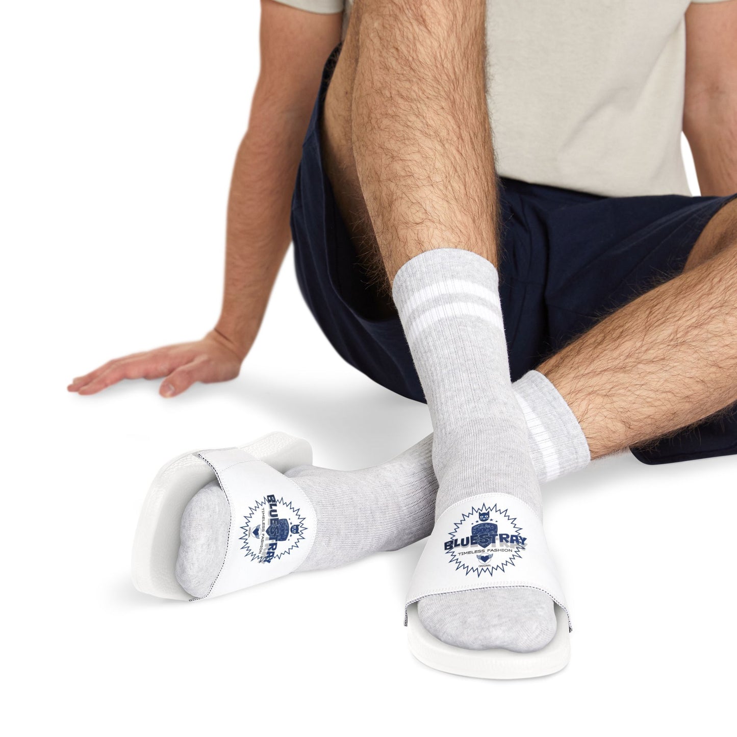 Men's Slide Sandals — Removable Strap Casual Pool & Beach Slides with Bluestray Logo