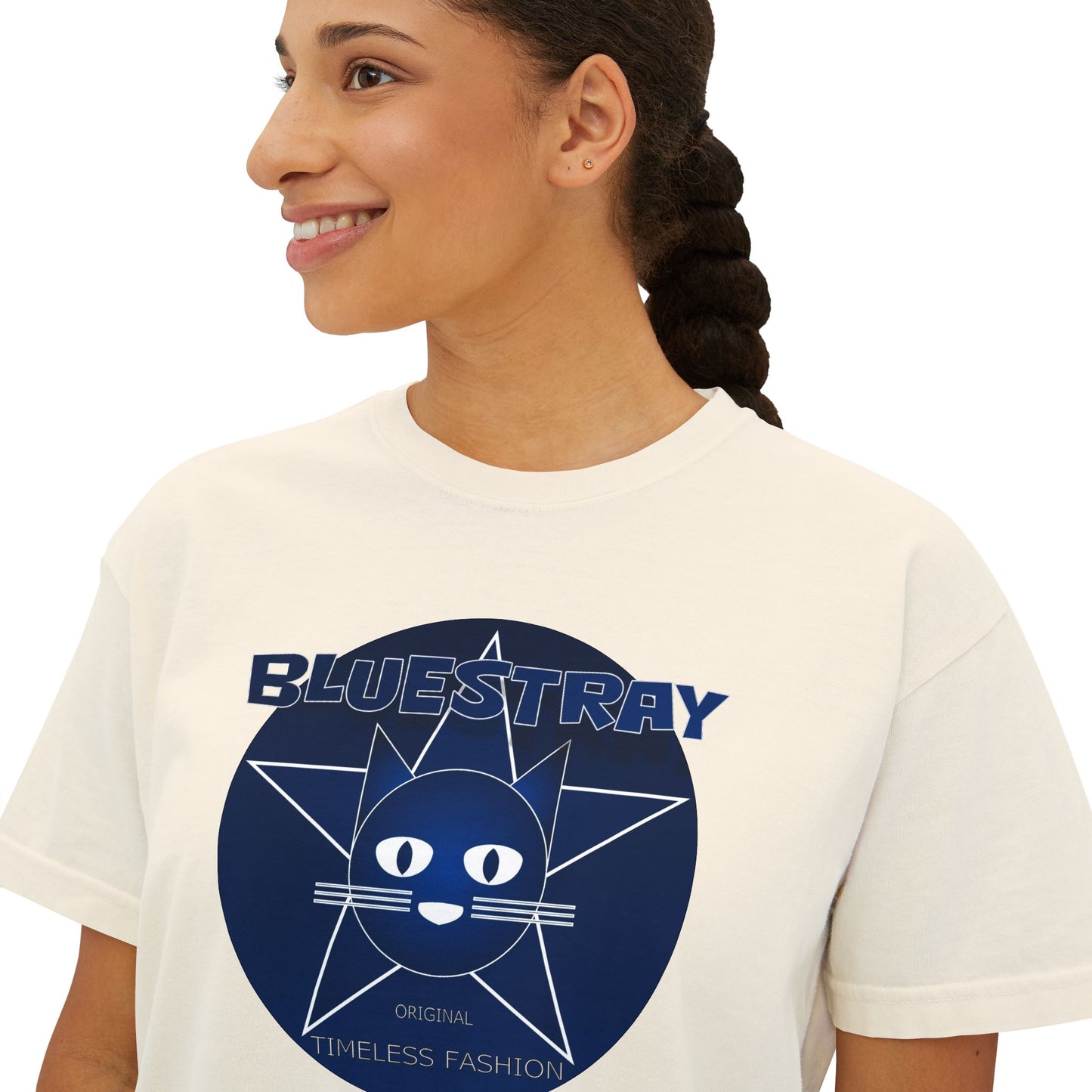 Bluestray Cat Graphic Tee — Women's Boxy Casual Top