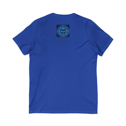Bluestray Cat V-Neck Tee — Retro Night Sky Cat Graphic Shirt