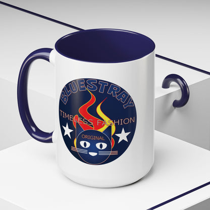 Bluestray Timeless Fashion Accent Coffee Mug — Retro Cat Logo 11/15oz