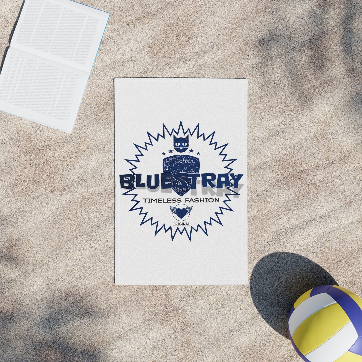 Bluestray Timeless Fashion Beach Towel – Nautical Cat Logo Cotton Towel
