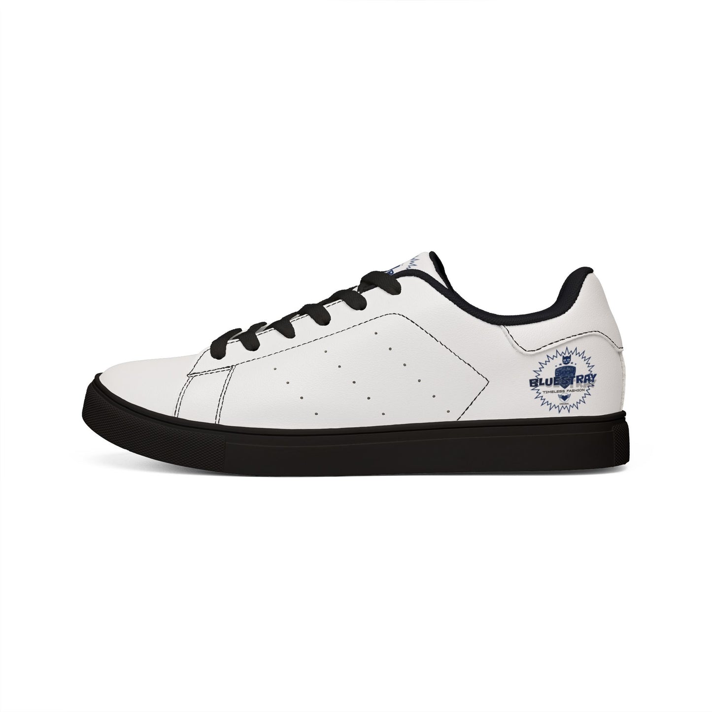 Bluestray Leather Low-Top Sneakers — Classic White Casual Shoes with Subtle Crest Accent