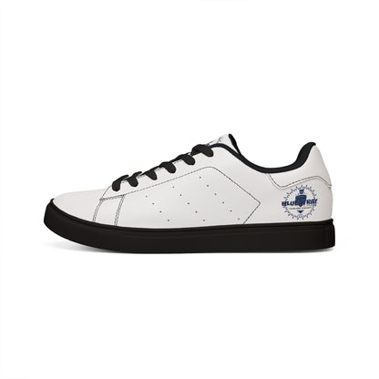 Bluestray Leather Low-Top Sneakers — Classic White Casual Shoes with Subtle Crest Accent
