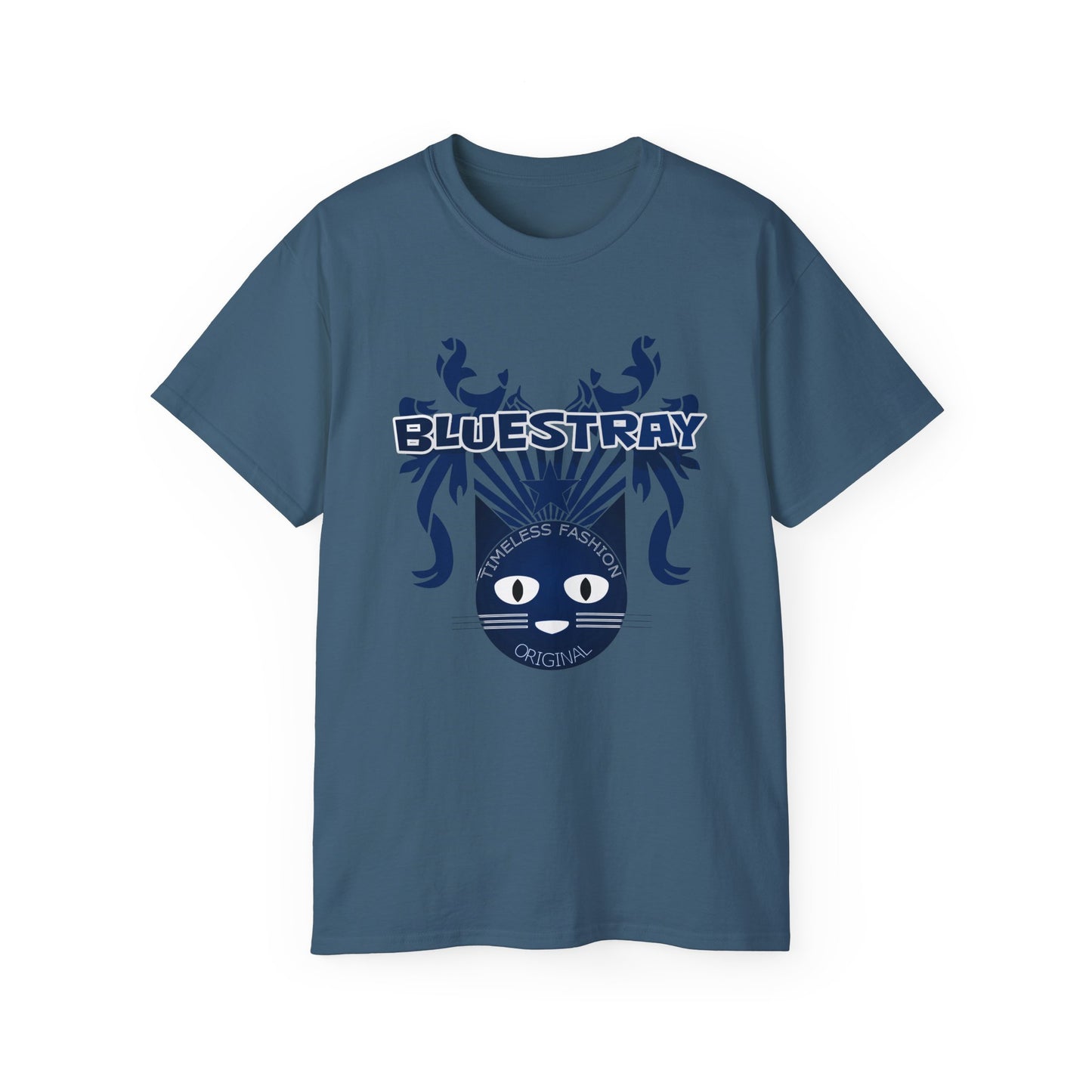 Bluestray Cat Graphic Tee — Retro Nautical Cat Design