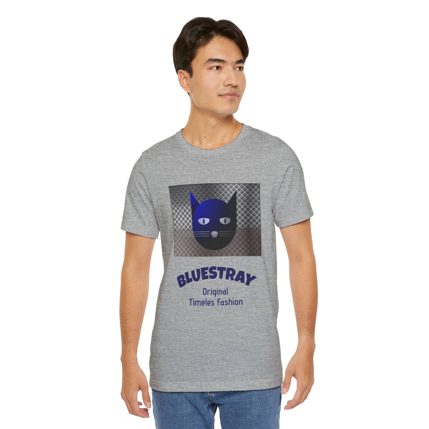 Bluestray Cat Graphic T-Shirt — Retro Blue Cat Logo Tee