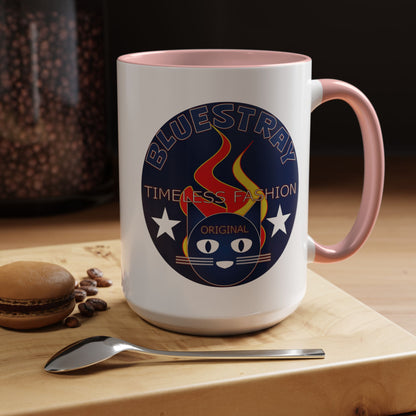 Bluestray Timeless Fashion Accent Coffee Mug — Retro Cat Logo 11/15oz