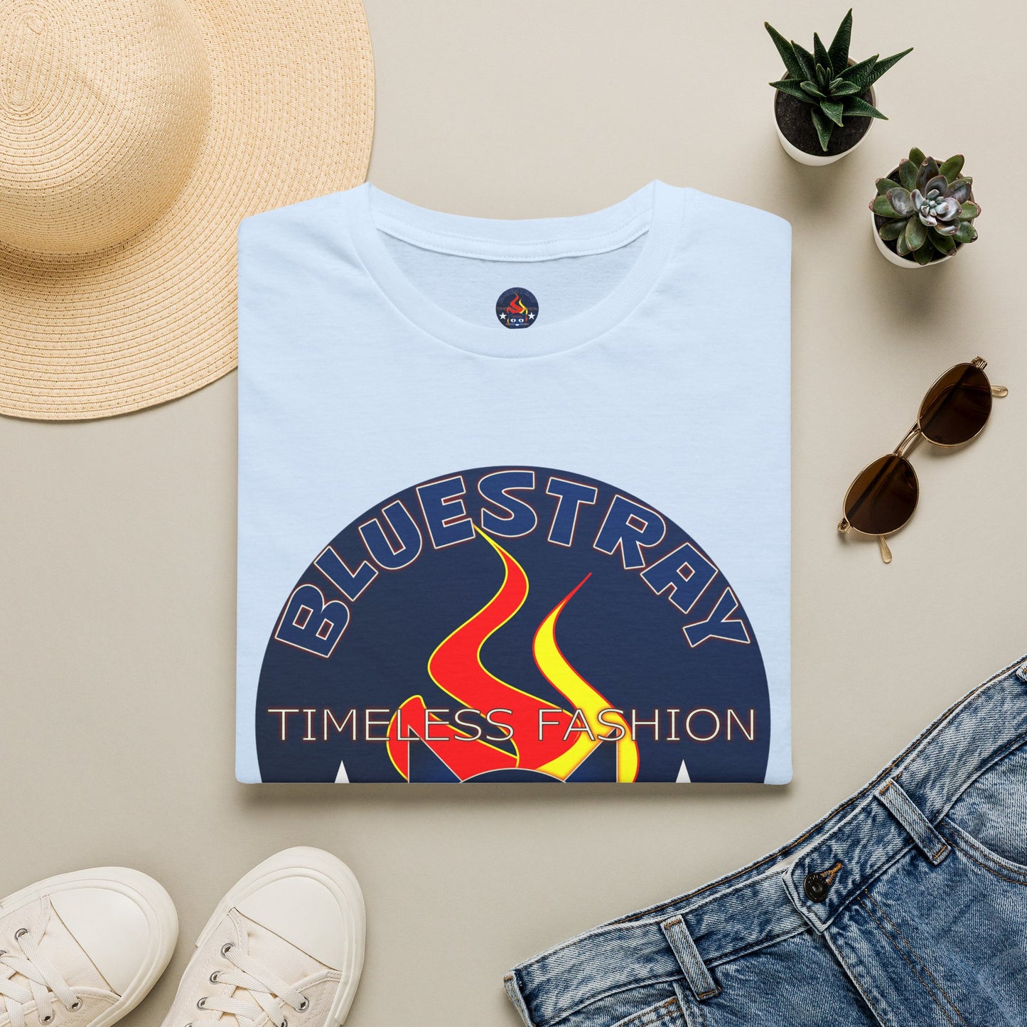 Bluestray 'Timeless Fashion' Graphic T-Shirt — Retro Flame Logo Tee