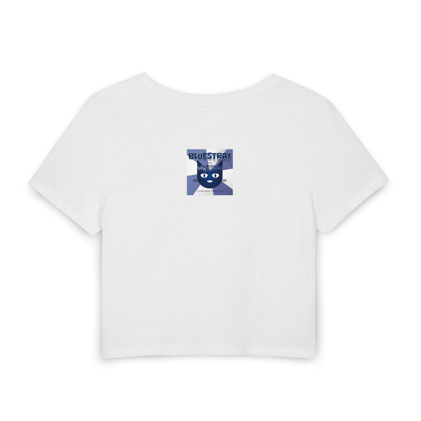 Bluestray Cat Graphic Baby Tee — Retro Indie Band Style Women’s Crop Top
