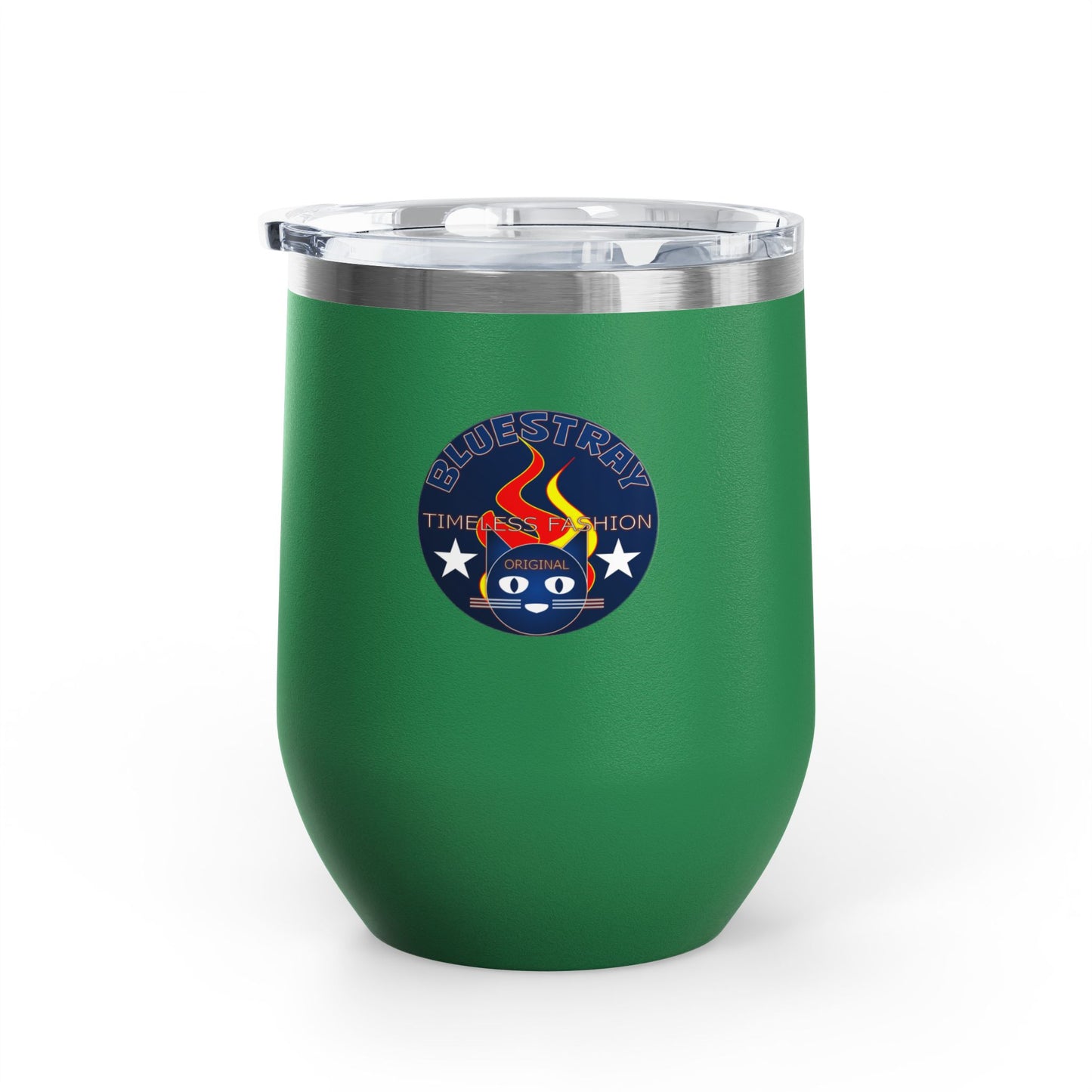 12oz Wine Tumbler — Fire & Flag Bluestray Logo Stainless Insulated Wine Cup many Colors