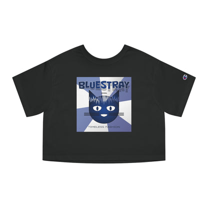 Bluestray Cat Graphic Cropped Tee — Vintage-Inspired Women's Champion Shirt