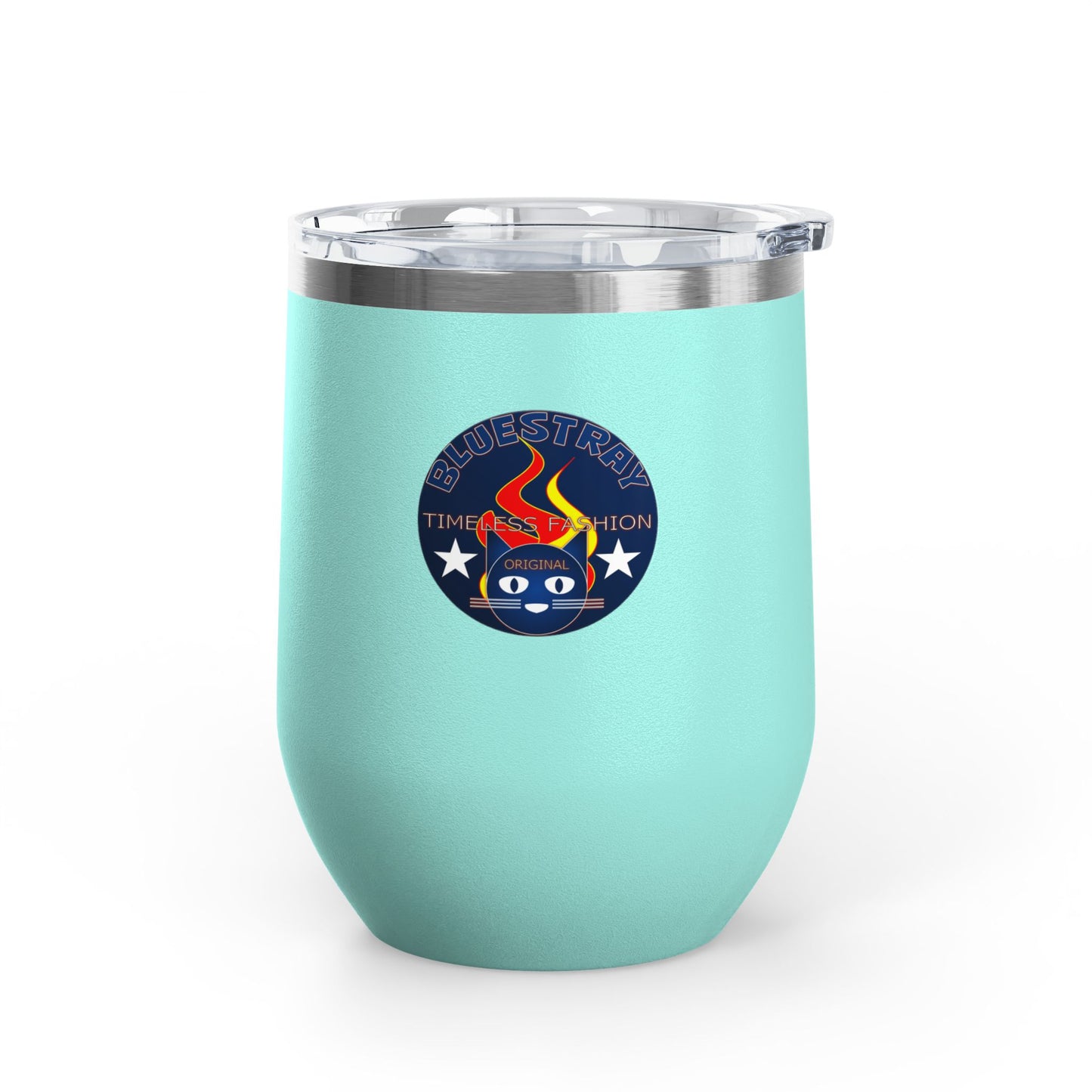 12oz Wine Tumbler — Fire & Flag Bluestray Logo Stainless Insulated Wine Cup many Colors