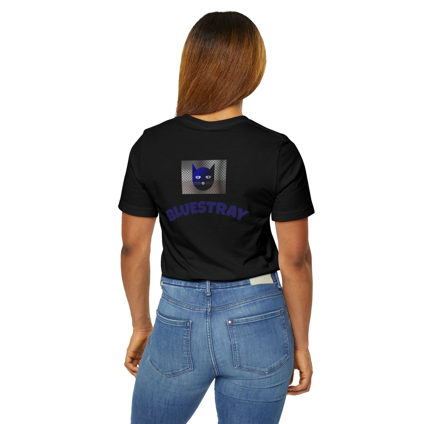 Bluestray Cat Graphic T-Shirt — Retro Blue Cat Logo Tee