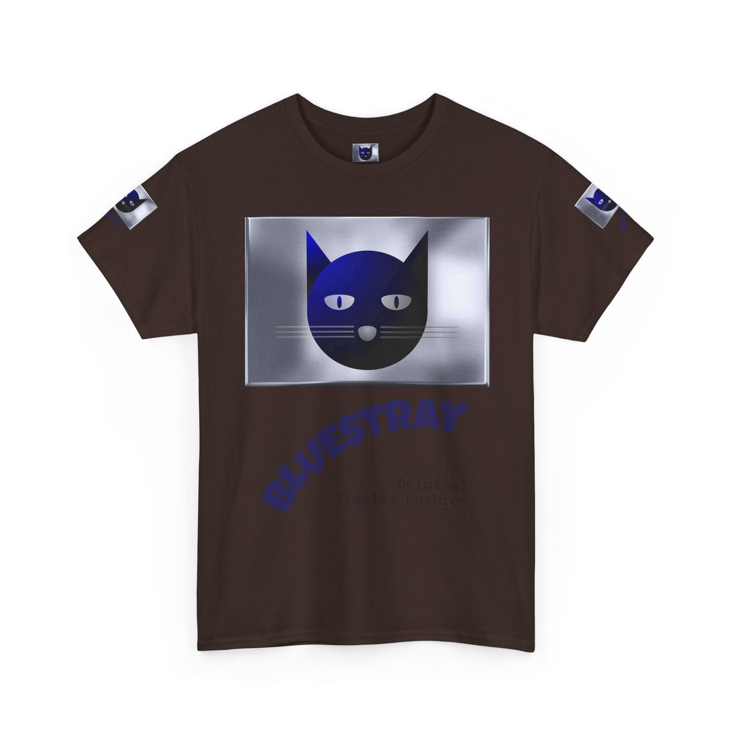 Bluestray Cat Graphic Tee — Retro Blue Cat Design