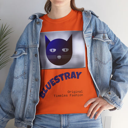 Bluestray Cat Graphic Tee — Retro Blue Cat Design