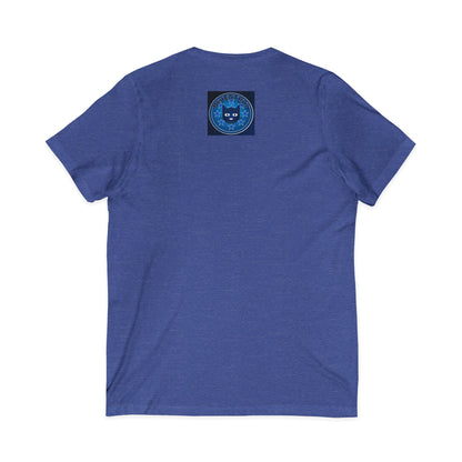 Bluestray Cat V-Neck Tee — Retro Night Sky Cat Graphic Shirt
