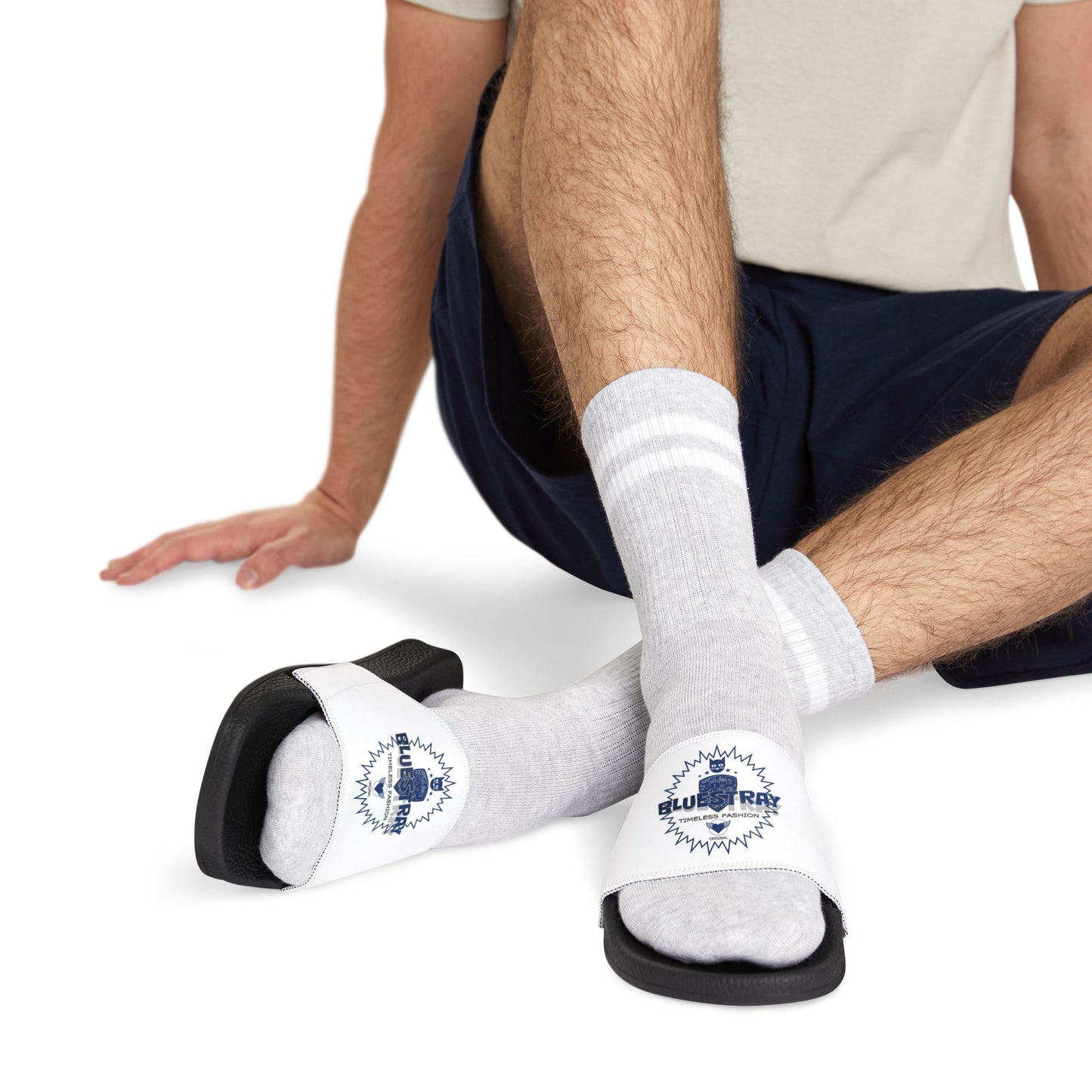 Men's Slide Sandals — Removable Strap Casual Pool & Beach Slides with Bluestray Logo